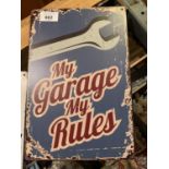 A VINTAGE STYLE MY GARAGE MY RULES RUST GARAGE/MAN CAVE METAL SIGN