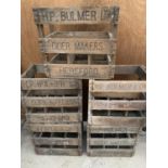 FIVE VINTAGE AND ORIGINAL 'H.P. BULMER LTD' CIDER MAKERS OF HEREFORD WOODEN BOTTLE CRATES