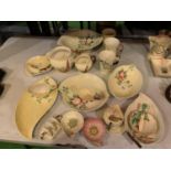 A LARGE COLLECTION OF YELLOW 'CARLTON WARE' TO INCLUDE MILK JUG AND BOWLS ETC