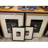 TWO LARGE FRAMED PHOTOGRAPHS OF BALLERINAS AND TWO SMALLER
