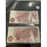 TWO TEN SHILLING NOTES