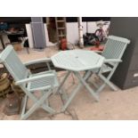 A PAINTED WOODEN GARDEN BISTRO SET