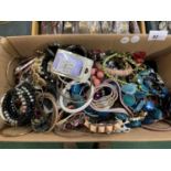 A LARGE BOX OF ASSORTED COSTUME JEWELLERY