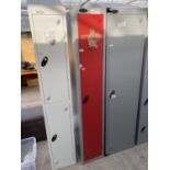 AN AS NEW RED AND GREY SINGLE LOCKER WITH KEYS