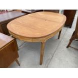 A G-PLAN STYLE TEAK EXTENDING DINING TABLE, 60x39" CLOSED