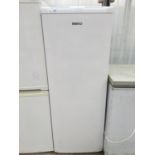 A WHITE BEKO UPRIGHT FRIDGE BELIEVED IN WORKING ORDER BUT NO WARRANTY