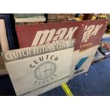 THREE LARGE 75 CM X 100 CM ADVERTISING BOARD SFOR VALVOLINE 'MAX LIFE SERVICE CENTRE' AND A CLUTCH