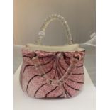 A MURANO LAGUNA ART GLASS PINK HANDBAG