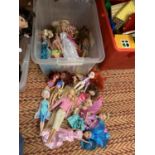 A BOX OF DOLLS TO INCLUDE BRATZ ETC