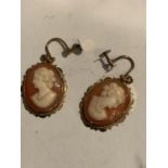 A PAIR OF 9 CARAT GOLD CAMEO EARRINGS