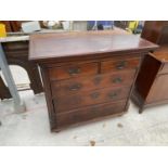 A GEORGE III MAHOGANY CHEST OF TWO SHORT AND THREE GRADUATED DRAWERS, 42" WIDE