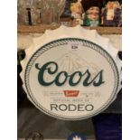 A METAL 'COORS' BEER BOTTLE CAP MAN CAVE SIGN