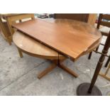 A TEAK EXTENDING ROUND TABLE