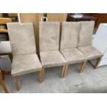 A SET OF FOUR MODERN HIGH BACK DINING CHAIRS