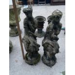 TWO CONCRETE GARDEN ORNAMENTS - TWO FIGURES