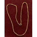 A 9 CARAT GOLD BOX CHAIN 16.5 INCHES LONG 7.32G