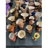 AN ASSORTMENT OF MINIATURE CHARACTER JUGS TO INCLUDE ROYAL DOULTON ETC