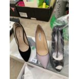 THREE NEW PAIRS OF LADIES SHOES, TWO X SIZE 4 AND ONE X SIZE 5 TO INCLUDE REISS, L K BENNETT &