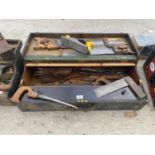 A VINTAGE JOINER'S CHEST WITH TOOLS