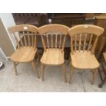 THREE VICTORIAN STYLE KITCHEN CHAIRS