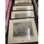 FIVE WILFRED MITCHELL PICTURES OF NAVAL WARSHIPS TO INCLUDE H.M.S COLOSSUS ETC
