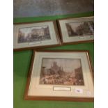 THREE FRAMED LOUISE RAYNER PRINTS OF STREET SCENES