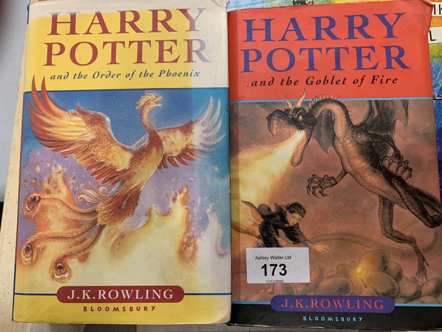 A FIRST EDITION COPY OF J K ROWLING'S 'HARRY POTTER AND THE GOBLET OF FIRE' AND 'THE ORDER OF THE