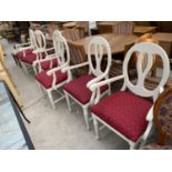 A SET OF SIX WHITE PAINTED VICTORIAN STYLE CARVER CHAIRS