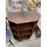 A SMALL OAK THREE TIER BOOK CASE