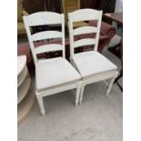 TWO WHITE DINING CHAIRS