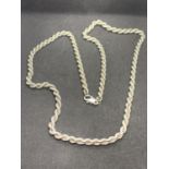 A SILVER ROPE NECK CHAIN MARKED 925 WEIGHT 99G