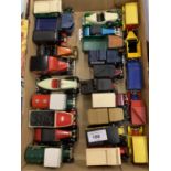 A LARGE COLLECTION OF DIE CAST VANS AND CARS TO INCLUDE BRANDED ADVERTISING TRUCKS