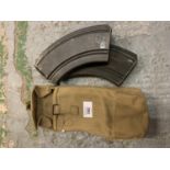 TWO BREN MACHINE GUN MAGAZINES IN WEBBING POUCH