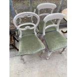 FOUR WHITE PAINTED VICTORIAN STYLE DINING CHAIRS (2+2)