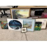 A LARGE QUANTITY OF PICTURES TO INCLUDE CANVASES ETC.
