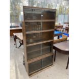 A SET OF MINTY GLASS FRONTED GRADUATED FIVE TIER BOOKCASE, 35" WIDE