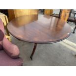 A CIRCULAR VICTORIAN MAHOGANY DINING TABLE ON TRIPOD SUPPORT