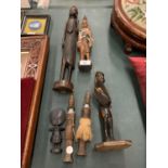 A SELECTION OF WOODEN TRIBAL FIGURINES