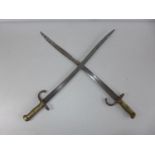 TWO FRENCH CHASSEPOT BAYONETS CIRCA 1870, 57CM BLADE