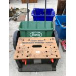 A BLACK & DECKER WORKMATE WORKBOX WM450, A SCOTTS EVERGREEN FERTILISER SPREADER AND WATERING CAN