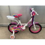 A CHILDS APOLLO PIXIE BIKE WITH STABILISERS