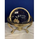 A SPLENDOUR ELEGANCE GEM STONE GLOBE FEATURING OVER TWENTY HIGHLY POLISHED SEMI-PRECIOUS STONES