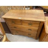 A VICTORIAN SATINWOOD CHEST OF TWO SHORT AND TWO LONG DRAWERS, 36" WIDE