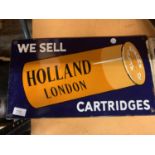 A HOLLAND CARTRIDGES LONDON ENAMEL SIGN