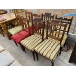 EIGHT VARIOUS EDWARDIAN MAHOGANY DINING CHAIRS, (ONE SET OF FOUR, PART SET OF THREE AND ONE SINGLE)