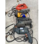 A BLACK AND DECKER DRILL, SANDER AND JIGSAW AND A RAYOVAC TORCH IN W/O