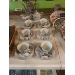 A SIX SERVING ORIENTAL CERAMIC TEA SERVICE