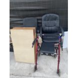 TWO PASTE TABLES, TWO OFFICE CHAIRS AND A DISABLED WALKER