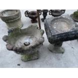 TWO CONCRETE GARDEN ORNAMENTS - A PLANTER AND A BIRDBATH