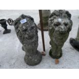 TWO CONCRETE GARDEN ORNAMENTS - TWO LIONS